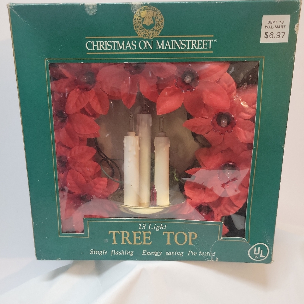 Rare 13 Light Red Poinsetta Christmas Wreath. Small in Size